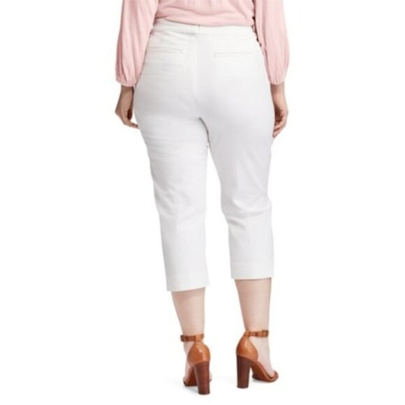 Chaps Womens White High Rise Stretch Twill Capris Pants Plus Size 24W New - Picture 2 of 8